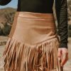 416kIt6jgkL.jpg Women Fringe Skirts Western Cowgirl Terra Cotta High Waist Mini Skirt Suede Tassel Short Counrty Concert