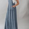416qAtnVMqL.jpg Women's 2025 Summer Spaghetti Strap Maxi Long Denim Dress Swing Flowy Jean Jumper Overall Dress