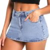 416wP3rXxxL.jpg High Stretchy Mini Skort Skirt for Women,Low Waist Denim Skort Shorts with Pockets