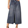 417Ix9OwmBL.jpg Women's High Waisted Jean Skirt Casual Split Denim Midi Skirt with Pockets