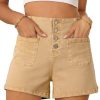 417KPH8NCvL.jpg Women's Jean Shorts Button Fly Stretchy High Waisted Zimbaplatinum Jeans Summer Outfit 2025 Denim Shorts