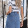 Women's Jean Skirt High Waisted Stretch Casual Summer Zimbaplatinum Denim Skirt with Pockets