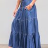 4184izzK20L.jpg Women’s Long Jean Denim Tiered Button Down High Waisted Maxi Skirts