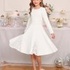 418aDxuB4L.jpg Girls Long Sleeve Dress Lace Hem Knit Fall Winter Pullover Dresses for Girls 5-12Y