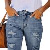 419WwKRDsL.jpg Women's Ripped Mid-Rise Denim Bermuda Shorts Frayed Raw Hem Stretch Jean Shorts