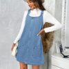 419xn9KwAiL.jpg Women's Sleeveless Casual Denim Dress Crewneck Vintage Loose Jean Overall Dress with Pockets