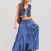 41ALvlRzd8L.jpg Women’s Long Jean Denim Tiered Button Down High Waisted Maxi Skirts