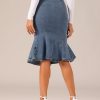41AiWxQfkL.jpg Denim Jean Skirt for Women's High Waist Bodycon Ruffles Fishtail Skirts
