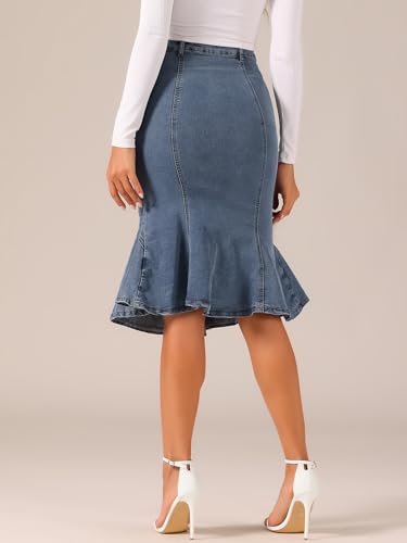 41AiWxQfkL.jpg Denim Jean Skirt for Women's High Waist Bodycon Ruffles Fishtail Skirts