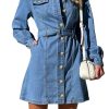 41B6YLCeVaL.jpg Womens Denim Dress 2025 Casual Long Sleeve Button Down Distressed Belted Jean Dress with Pockets