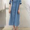 41BNPNpHRlL.jpg Women's Summer Casual Short Sleeve Long Denim Shirt Dress Casual Loose Button Down Jean Dress