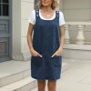 41C2TxxF42L.jpg Denim Overall Dress for Women Casual Mini Sleeveless Jean Vintage Jumper Skirt Dress with Pockets