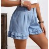 41CHsFZCj5L.jpg Women's Button Front Ruffle Tiered Denim Shorts High Waist Loose Jean Shorts with Pockets