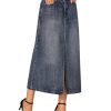 41CIsiuHdiL.jpg Women's High Waisted Jean Skirt Casual Split Denim Midi Skirt with Pockets