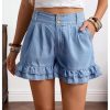41CPV6KWoCL.jpg Women's Button Front Ruffle Tiered Denim Shorts High Waist Loose Jean Shorts with Pockets