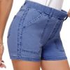 41DGAMQluFL.jpg Womens Jean Shorts High Waisted Summer Cotton Stretchy Casual Pull On Beach Elastic Waist Denim Shorts with Pockets