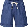 41DNgfgkeVL.jpg Women's Summer Casual Elastic Waist Drawstring Bermuda Shorts with Pockets