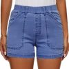 41DVgDaeTlL.jpg Womens Jean Shorts High Waisted Summer Cotton Stretchy Casual Pull On Beach Elastic Waist Denim Shorts with Pockets