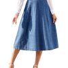 41DbjKDOOfL.jpg SDEER Women's Denim A Line Skirt Casual Stretch High Waist Flared Midi Jean Skirts