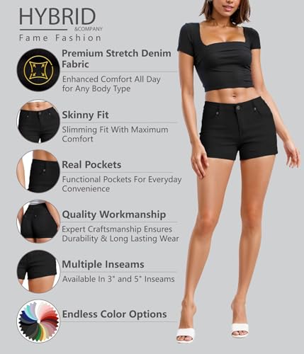 41ESJF3Nw3L.jpg Womens Mid Rise Denim Stretchy Jean Shorts with Pockets