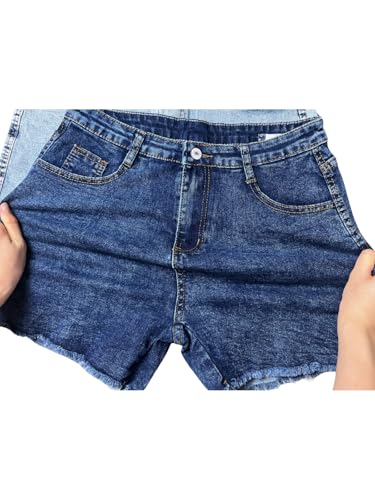 Stretchy Jean Shorts Womens High Waisted Frayed Raw Hem Distressed Denim Shorts Cut Off Shorts Casual
