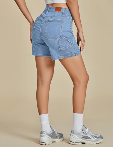 41FUNjJhaL.jpg Jean Shorts for Women High Waisted Trendy Casual Utility Stretchy Denim Jorts Cutoff Long Shorts with Pockets
