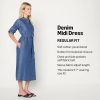 41FZJ3yPqdL.jpg Women's Regular-Fit Denim Chambray Long-Sleeve Button-Up Midi Dress