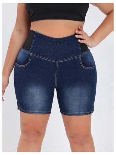 41GzmvgLLUL.jpg Women's Plus Size Casual Jean Shorts High Waisted Stretchy Denim Bottoms Jorts Baagy with Pockets