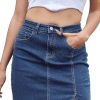 41HUqlGYzvL.jpg Women’s Denim Mini Skirt High Waist Casual Split Hem Washed Frayed A-line Jean Skirts with Pocket for Women