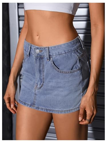41K5LVAyAaL.jpg Women's Casual High Waist Bodycon Jean Skirt Button Zipper Fly Mini Denim Skirt
