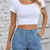 Womens Jean Shorts High Waisted Stretchy Buttoned Folded Hem Zimbaplatinum Denim Shorts