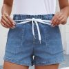 41Kwm90ttuL.jpg Womens Stretchy Denim Shorts 2025 Summer Casual Drawstring Elastic Waist Jean Shorts with Pockets