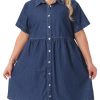 Denim Dress for Women Plus Size Button Down Babydoll Sundress Jean Dress with Pockets 2025 Vacation