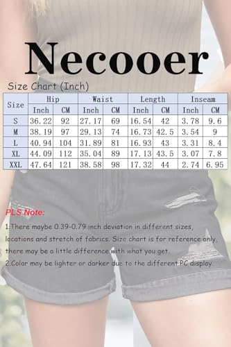Women Jean Shorts Ripped Casual Summer Fashion Stretchy Classic Folded Hem Denim Shorts