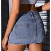 41M0RcugwGL.jpg Women's Casual High Waist Bodycon Jean Skirt Button Zipper Fly Mini Denim Skirt