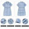 41M3GfCDLYL.jpg Denim Dress for Women Babydoll Tiered Short Sleeve Button Down Jean Shirt Dresses