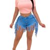 Jean Shorts for Women Juniors, Summer High Waisted Stretchy Frayed Raw Hem Tassels Denim Shorts