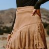 41MmVNxBQzL.jpg Women Fringe Skirts Western Cowgirl Terra Cotta High Waist Mini Skirt Suede Tassel Short Counrty Concert