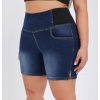 41N534VQvFL.jpg Women's Plus Size Casual Jean Shorts High Waisted Stretchy Denim Bottoms Jorts Baagy with Pockets