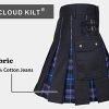 Men's Hybrid Utility Kilt - Durable Cotton Jeans Fabric Kilt for Men with Cargo Style Pockets Traditional Modern Kilt