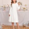 41NREwgZn1L.jpg Girls Long Sleeve Dress Lace Hem Knit Fall Winter Pullover Dresses for Girls 5-12Y