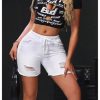 41NSzHjlTdL.jpg Women's Ripped Jeans Drawstring Elastic Waist Skinny Denim Shorts Summer Short Pants