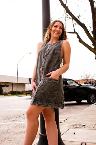 41NT3SboxL.jpg Womens Casual Sleeveless Denim Overalls Dresses Button Down Summer Jean Mini Dress 2025 Trendy Romper With Pockets