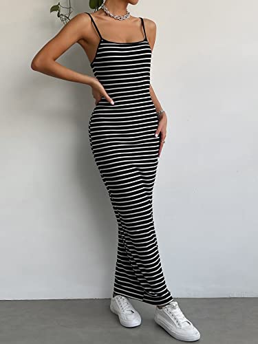 41ORfJFhfKL.jpg women's dress Striped Print Cami Bodycon Dress without Denim Jacket dress IPADSA