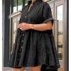 41OnMdz1WFL.jpg Womens Denim Babydoll Dresses Summer Outfits Button Down Ruffle Tiered Jean Dress