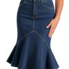 41OqvFlO3CL.jpg Denim Jean Skirt for Women's High Waist Bodycon Ruffles Fishtail Skirts