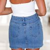 41OrJOzs9KL.jpg Women's Stretch Jean Skirt Fringed Slim Fit Denim Bodycon Mini Skirt