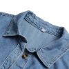 Womens Denim Dress Lapel Short Sleeve Frayed Hem Jean Dresses Oversized Button Down A Line Shirt Dress
