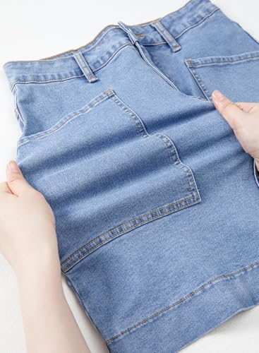 Women's Jean Skirt High Waisted Stretch Casual Summer Zimbaplatinum Denim Skirt with Pockets