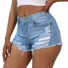 41QeaE6QLWL.jpg Women Jean Short Ripped Hot Shorts Comfy Stretchy Women Fringed Denim Shorts